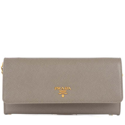 Prada Saffiano Metal Oro Chain Wallet Argilla 1 of 8