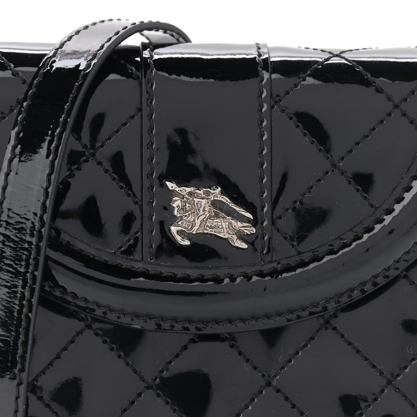 Patent Calfskin Quilted Mini Crossbody Bag Black