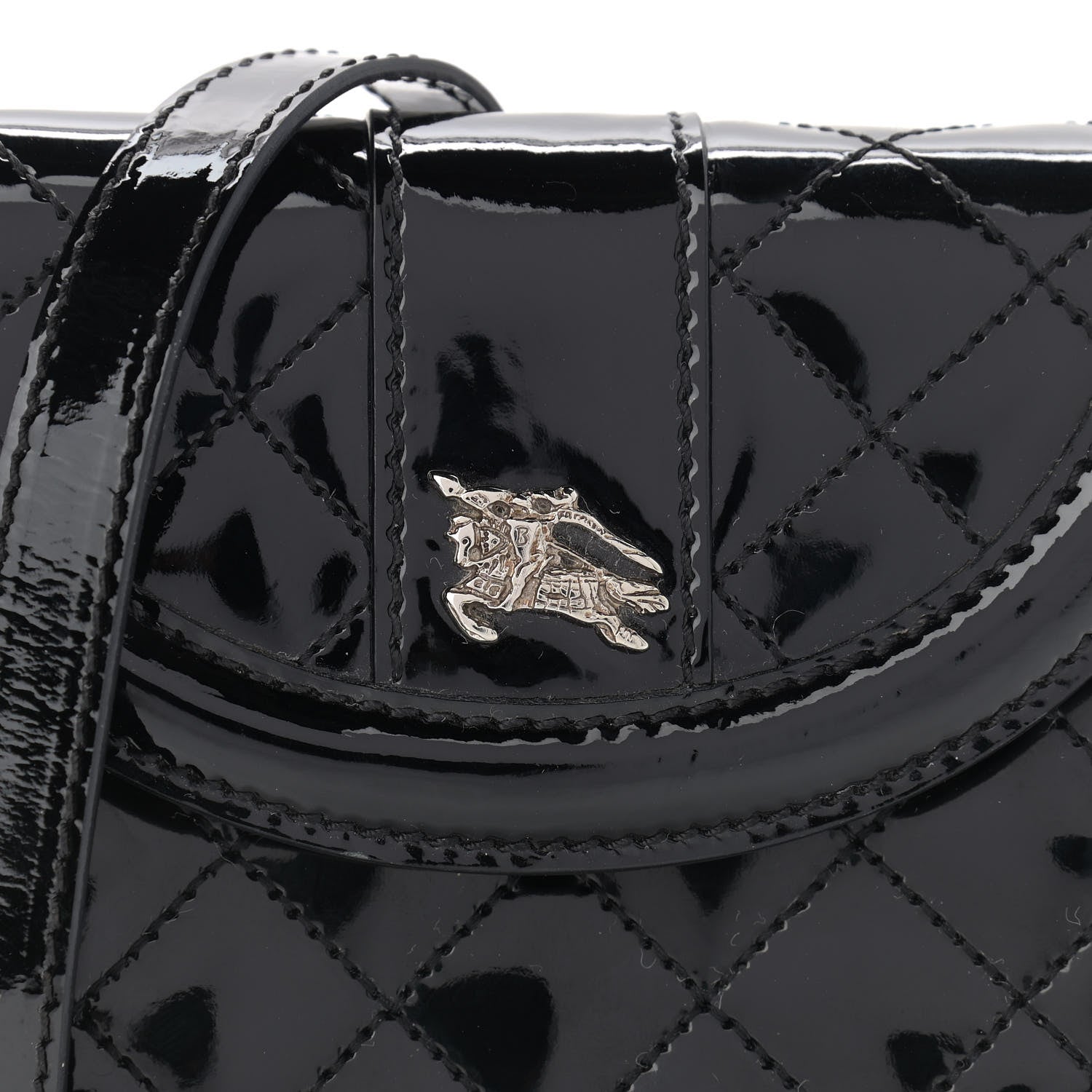 Burberry Patent Calfskin Quilted Mini Crossbody Bag Black 9 of 14