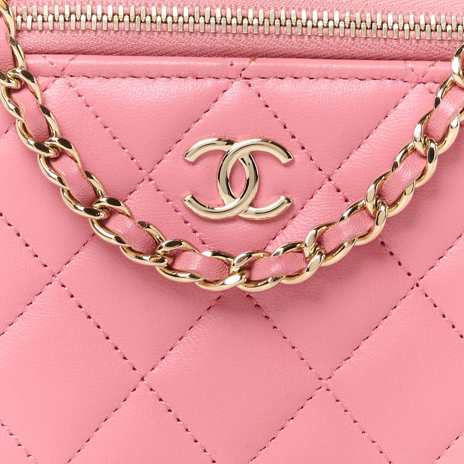 Chanel Lambskin Quilted Small Top Handle Vanity Case With Chain Dark Pink 8 of 14