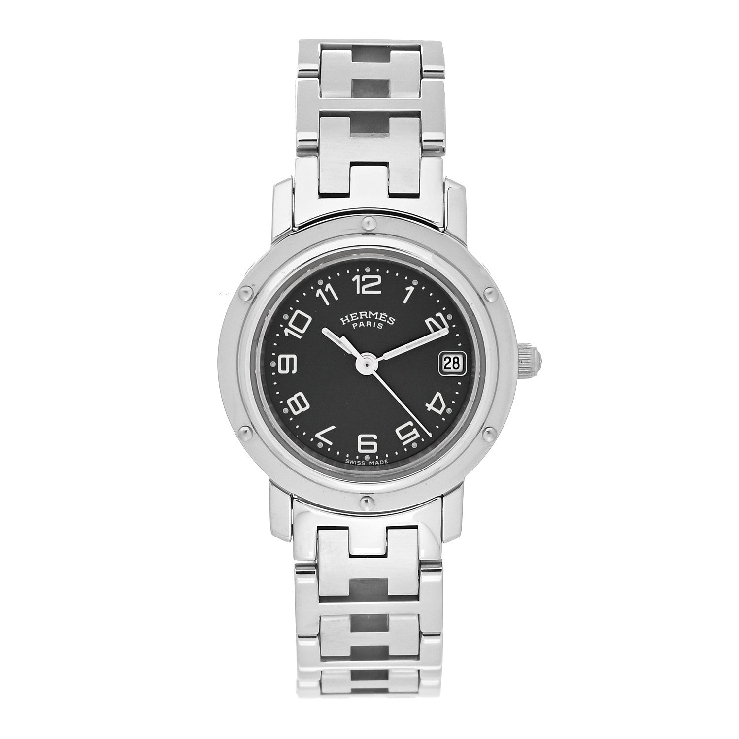 Hermes Stainless Steel 24mm Clipper Quartz Watch Black 1 of 4