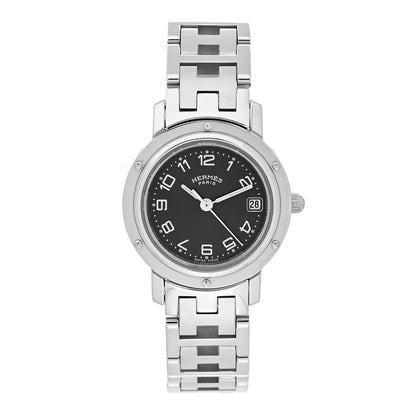 Hermes Stainless Steel 24mm Clipper Quartz Watch Black 1 of 4