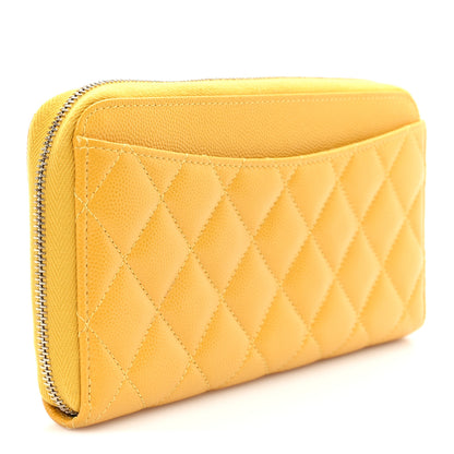 Chanel Caviar Quilted Large Gusset Zip Around Wallet Yellow 3 of 8