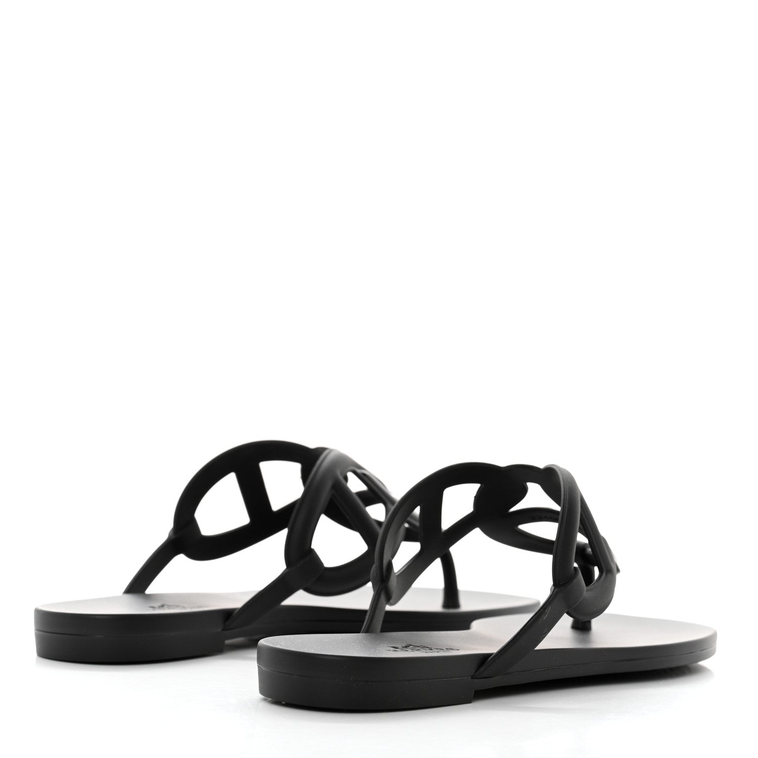 Hermes Rubber Womens Egerie Sandals 35 Black 4 of 9