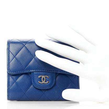 Chanel Lambskin Quilted Small Flap Wallet Blue 2 of 9