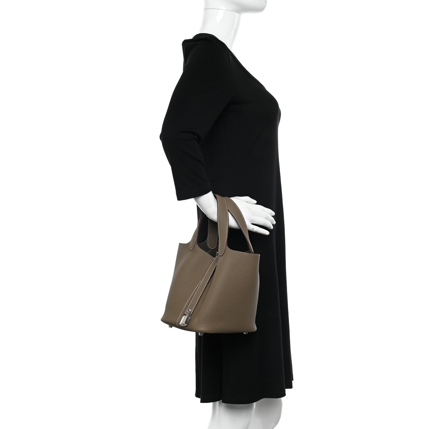Hermes Taurillon Clemence Picotin Lock 18 PM Etoupe 2 of 11