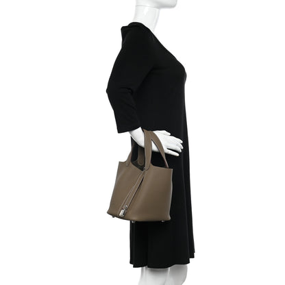 Hermes Taurillon Clemence Picotin Lock 18 PM Etoupe 2 of 11