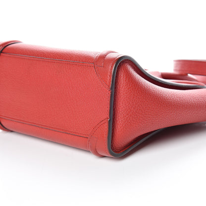 Celine Drummed Calfskin Nano Luggage Coquelicot 6 of 15