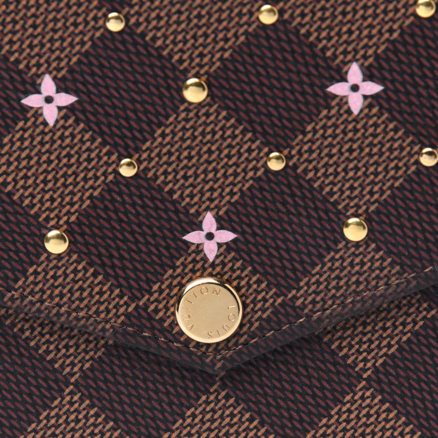 Damier Ebene Studded Pochette Felicie Chain Wallet
