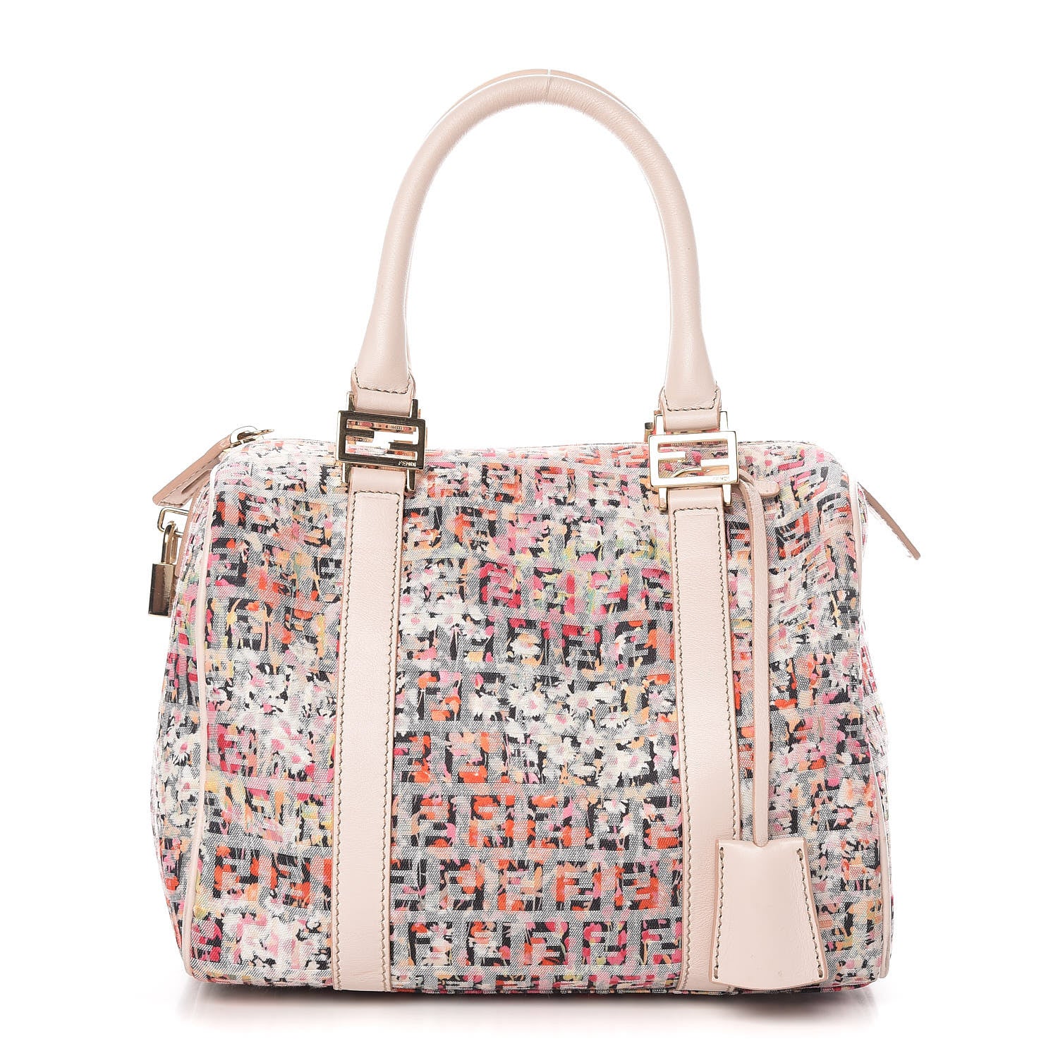 Fendi Zucchino Vitello Floral Forever Boston Rosa Papaya Rosa Confetto 1 of 16