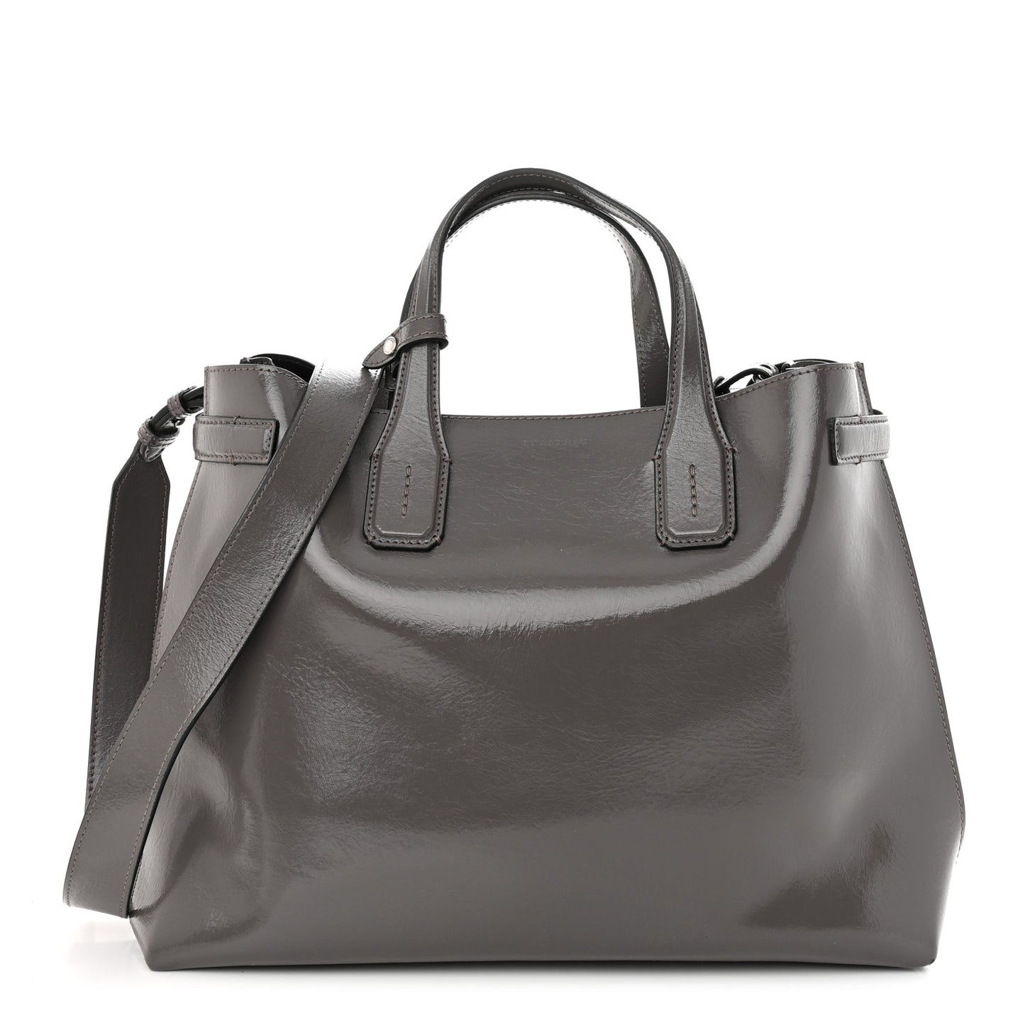 Soft Calfskin Medium Banner Tote Sepia Grey