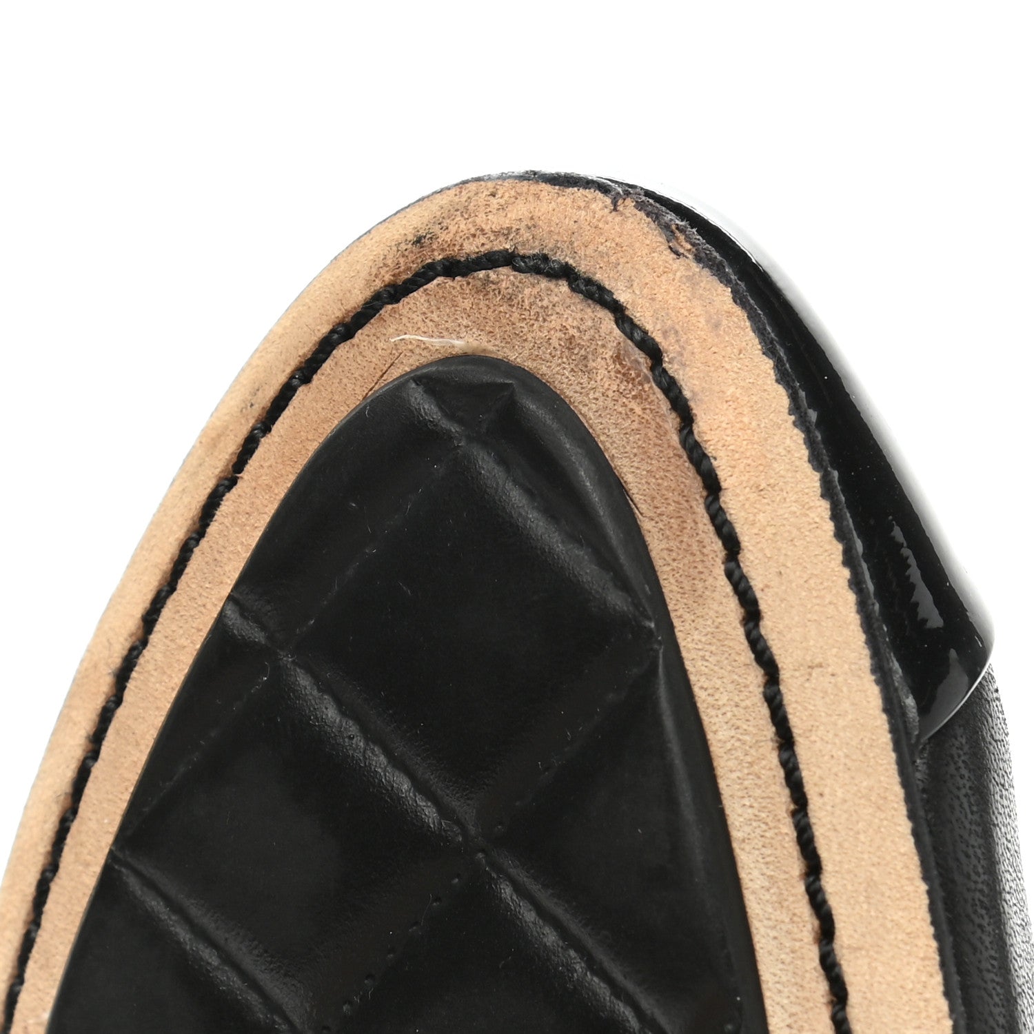 Chanel Lambskin Patent CC Elastic Cap Toe Ballerina Pumps 37 Black 10 of 10