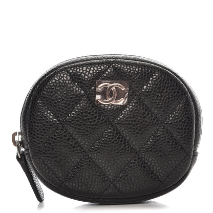 Chanel Metallic Caviar Quilted Zip Around Classic Coin Purse Black 1 of 8