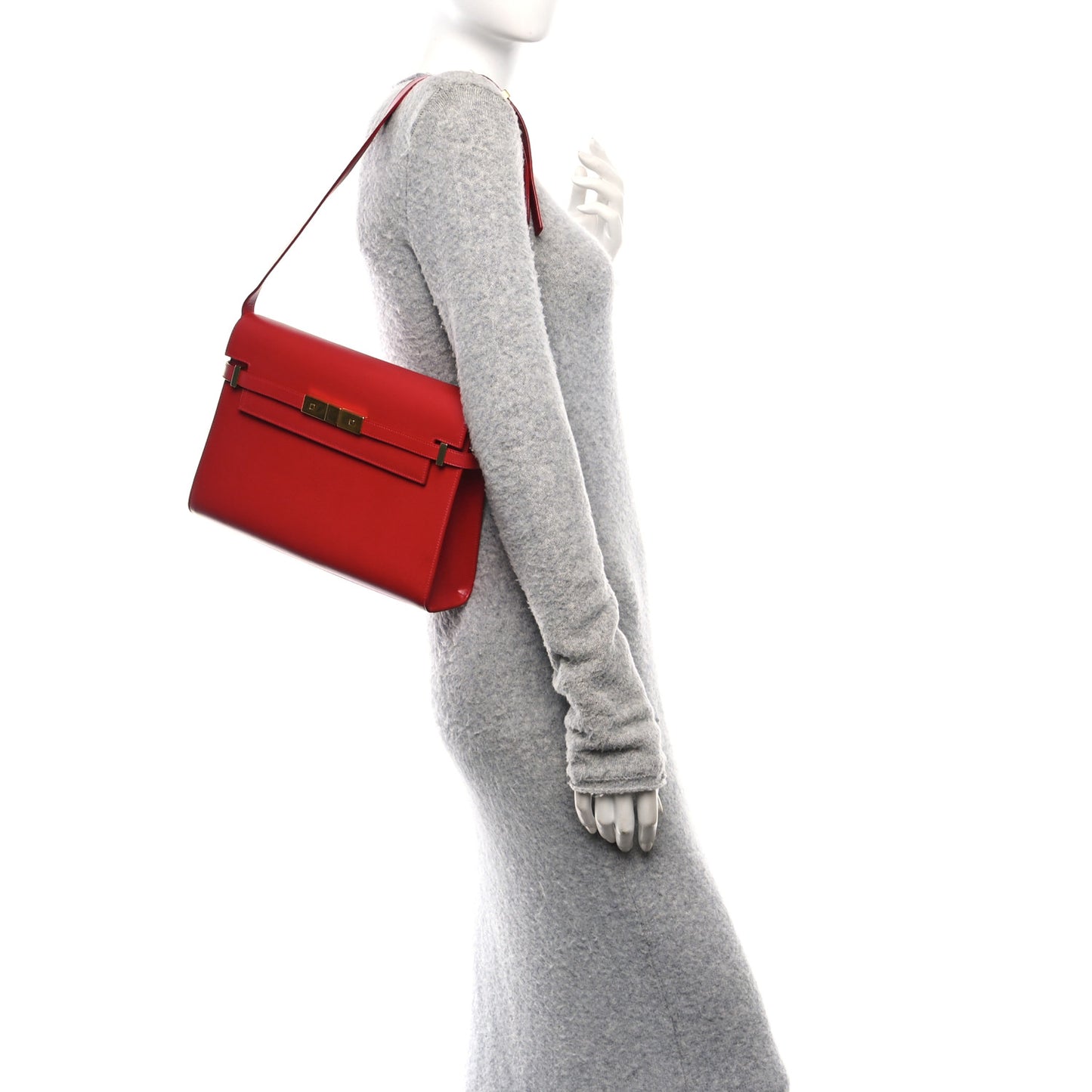 Smooth Calfskin Manhattan Shoulder Bag Rouge Eros