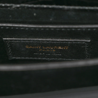 Saint Laurent Calfskin Crocodile Embossed Mini Classic Monogram Cassandra Top Handle Black 6 of 12