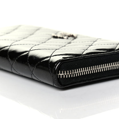 Chanel Patent Quilted Brilliant Zip Around Wallet Black 6 of 6