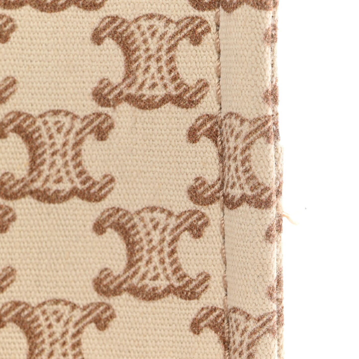 Canvas Calfskin Triomphe Print Small Cabas Thais White