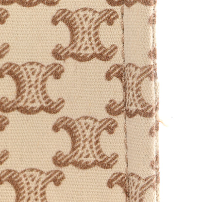 Celine Canvas Calfskin Triomphe Print Small Cabas Thais White 9 of 11