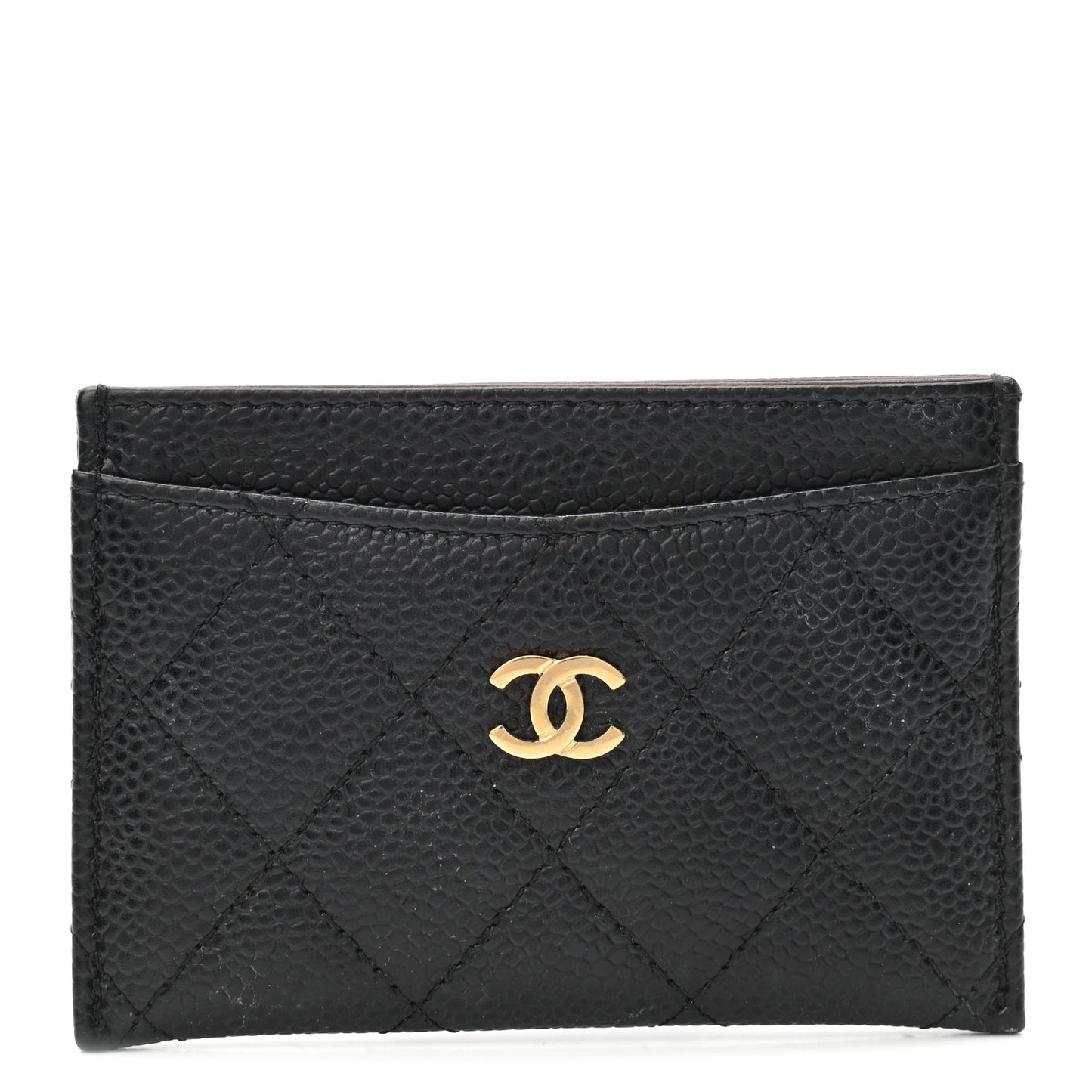 Caviar Quilted Card Holder Black