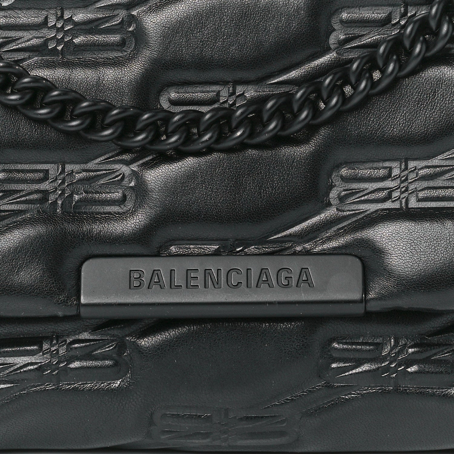 Balenciaga Nappa BB Monogram Embossed Medium Triplet Bag Black 8 of 12