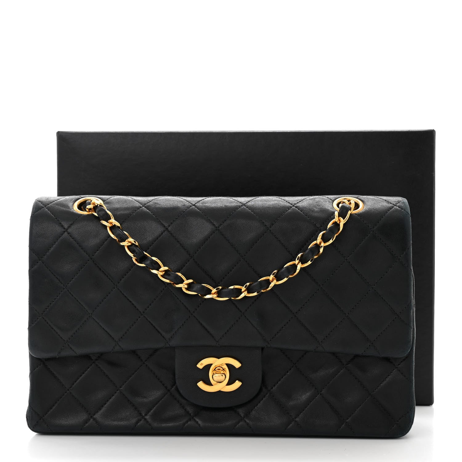 Chanel Lambskin Quilted Medium Double Flap Black 13 of 13