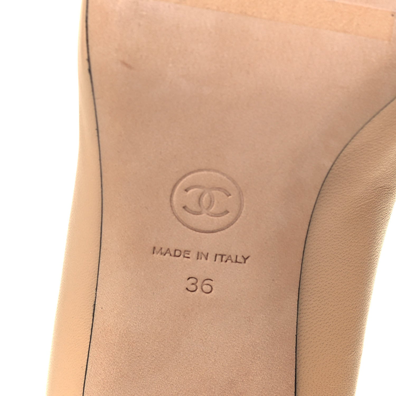 Chanel Lambskin Grosgrain Pearl Cap Toe CC Pumps 36 Beige Black 6 of 9