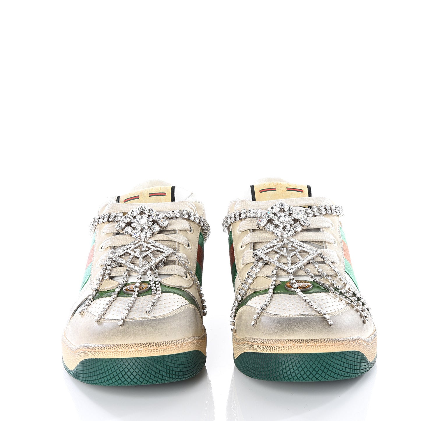 Nubuck Calfskin Web Removable Crystals Mens Screener Sneakers 8 Dusty Milk New Mystic White