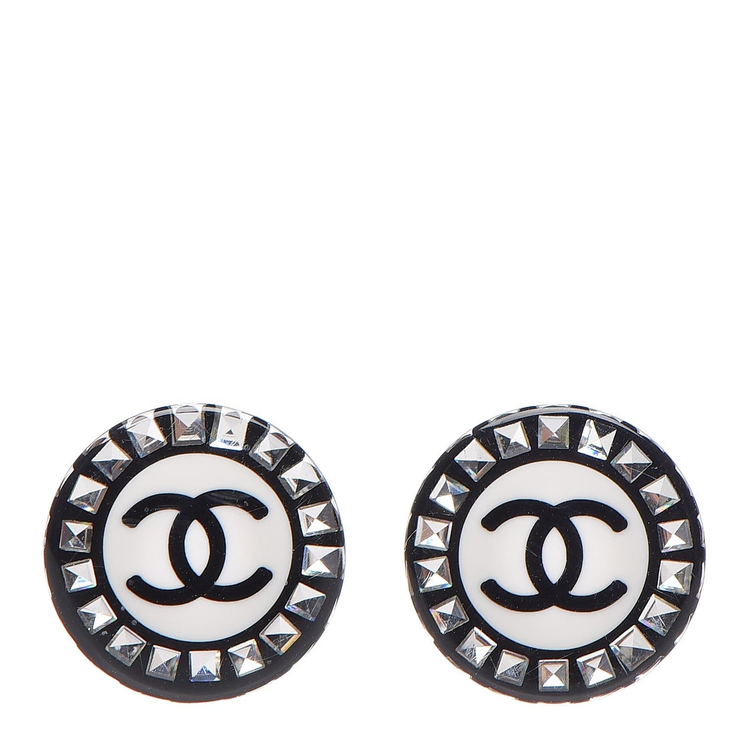 Resin Crystal CC Earrings Black