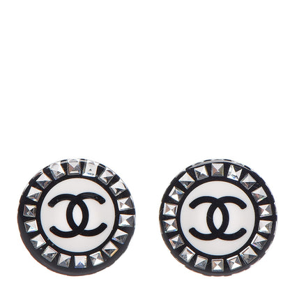 Chanel Resin Crystal CC Earrings Black 1 of 5