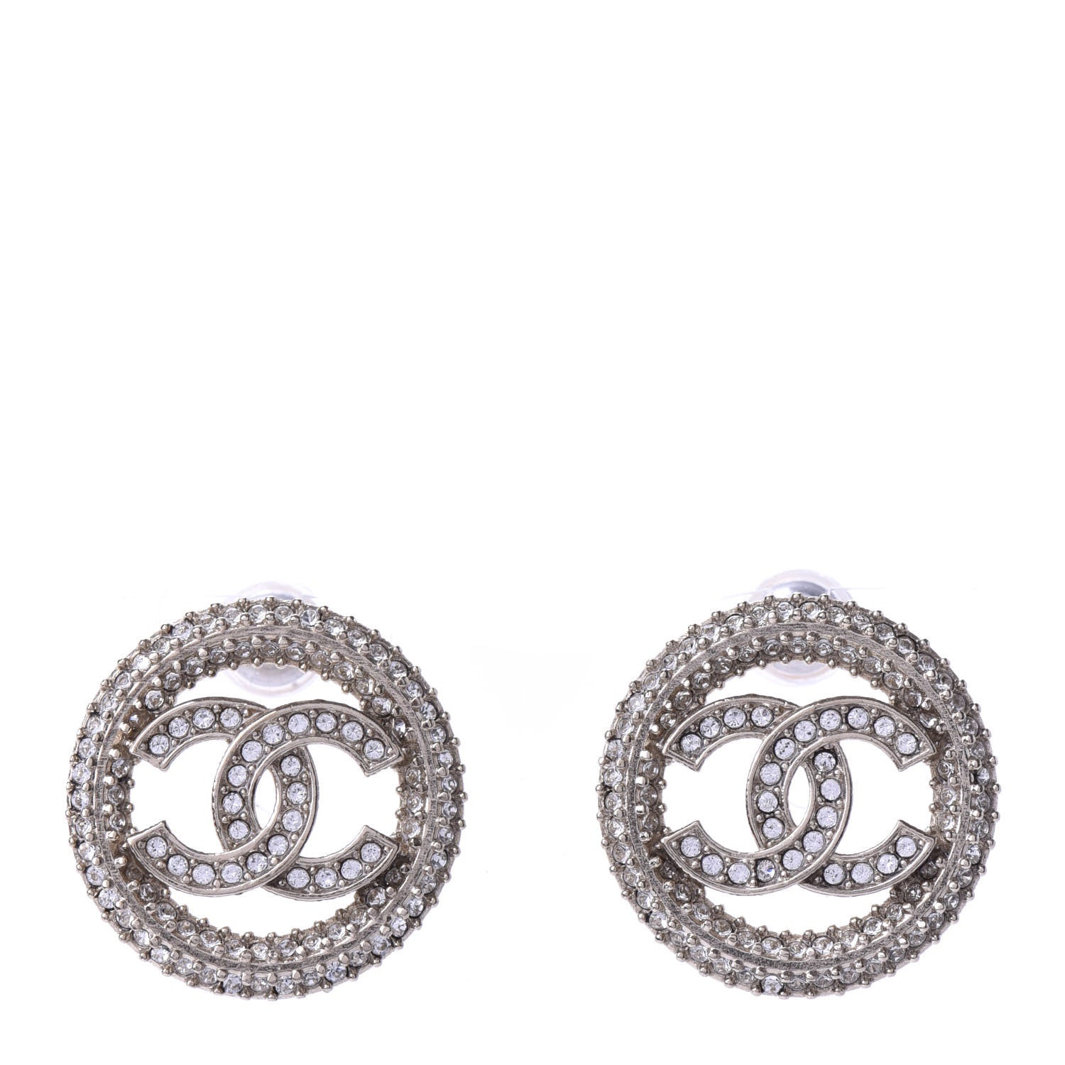 Chanel Crystal CC Vendome Round Earrings Gold 1 of 5