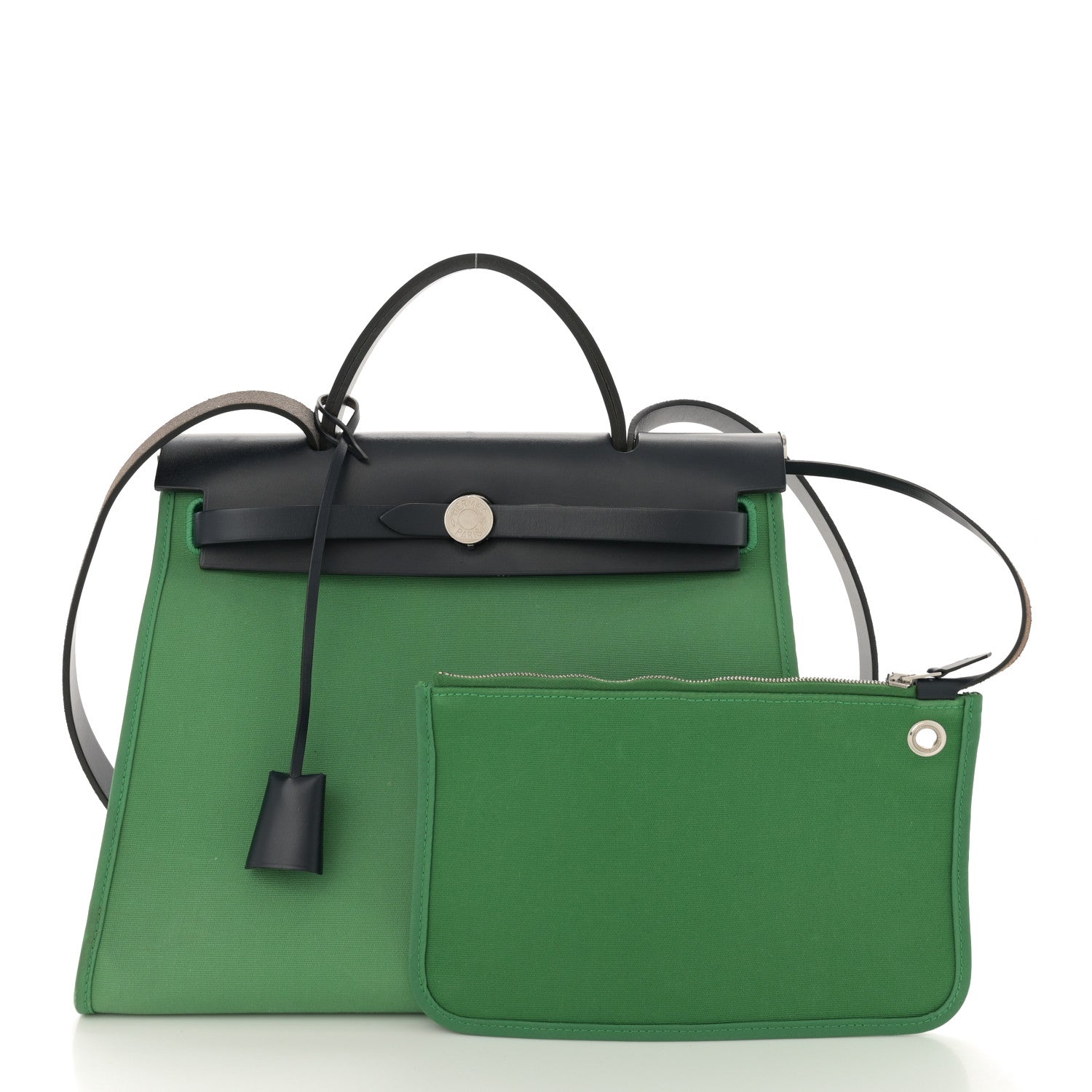 Hermes Vache Hunter Toile Herbag Zip 31 PM Cactus Bleu Indigo 3 of 17