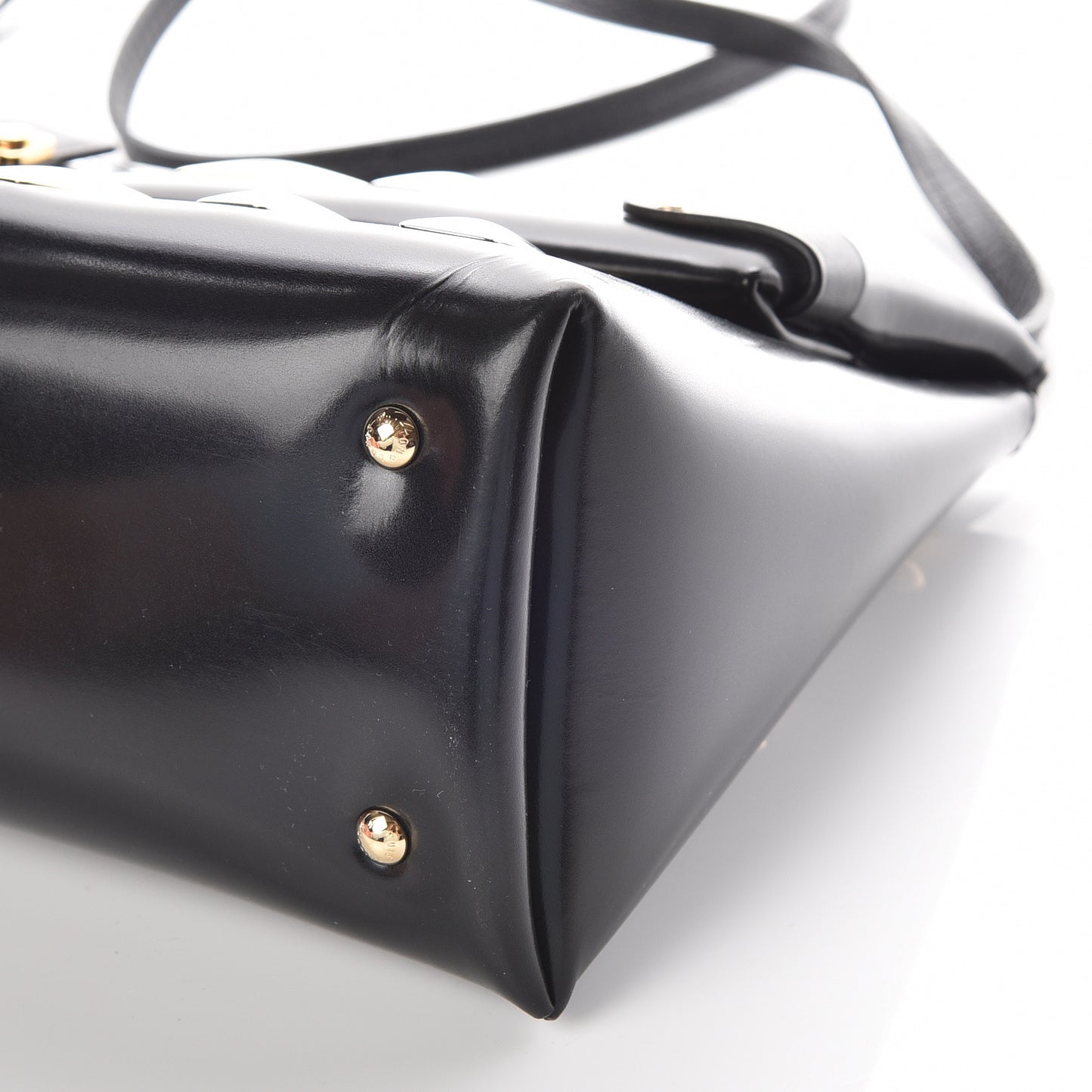Glazed Calfskin Sac Triangle PM Black