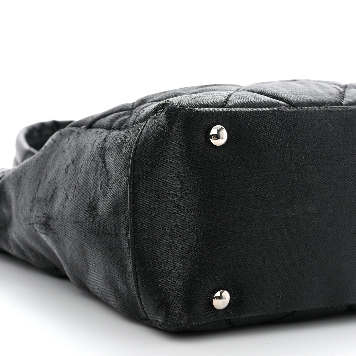 Metallic Coated Canvas Quilted Small Paris Biarritz Tote Black