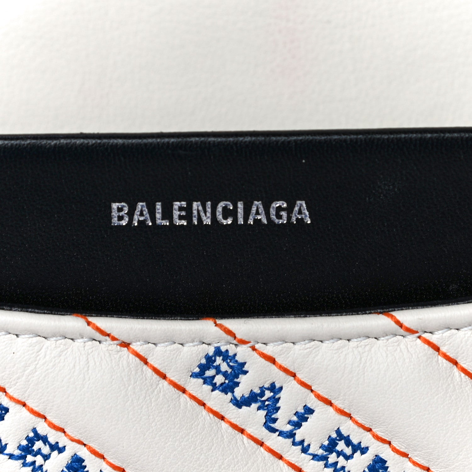 Balenciaga Calfskin Charms Logo Matelasse M BB Round Shoulder Bag Blanc Bleu Orange 5 of 14