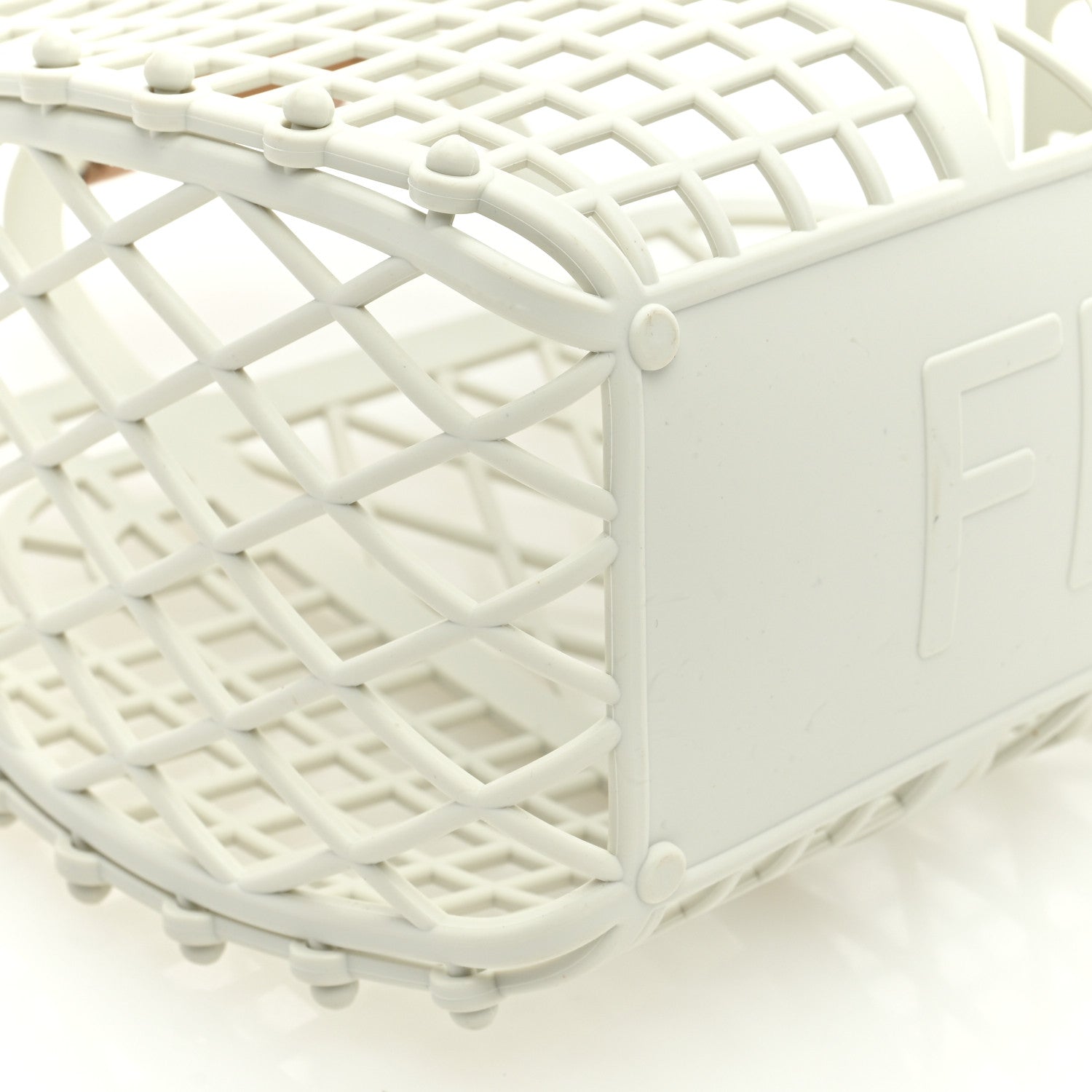 Fendi Recycled Plastic Vitello Liberty Matte Small Fendi Basket White Ice Miele Scuro 9 of 10