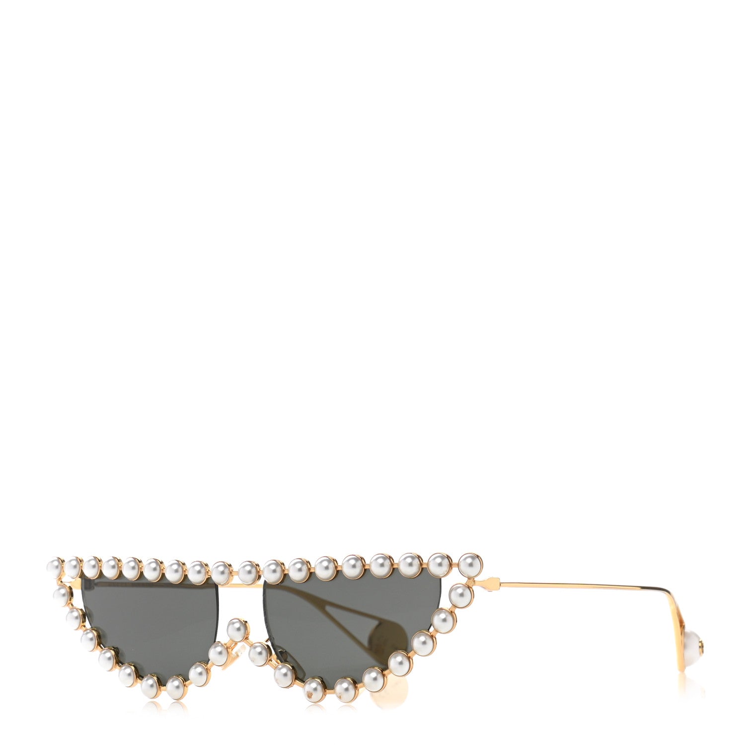 Gucci Metal Pearl Cat Eye Sunglasses GG0364S Gold 1 of 7