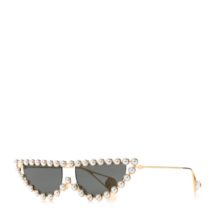 Gucci Metal Pearl Cat Eye Sunglasses GG0364S Gold 1 of 7