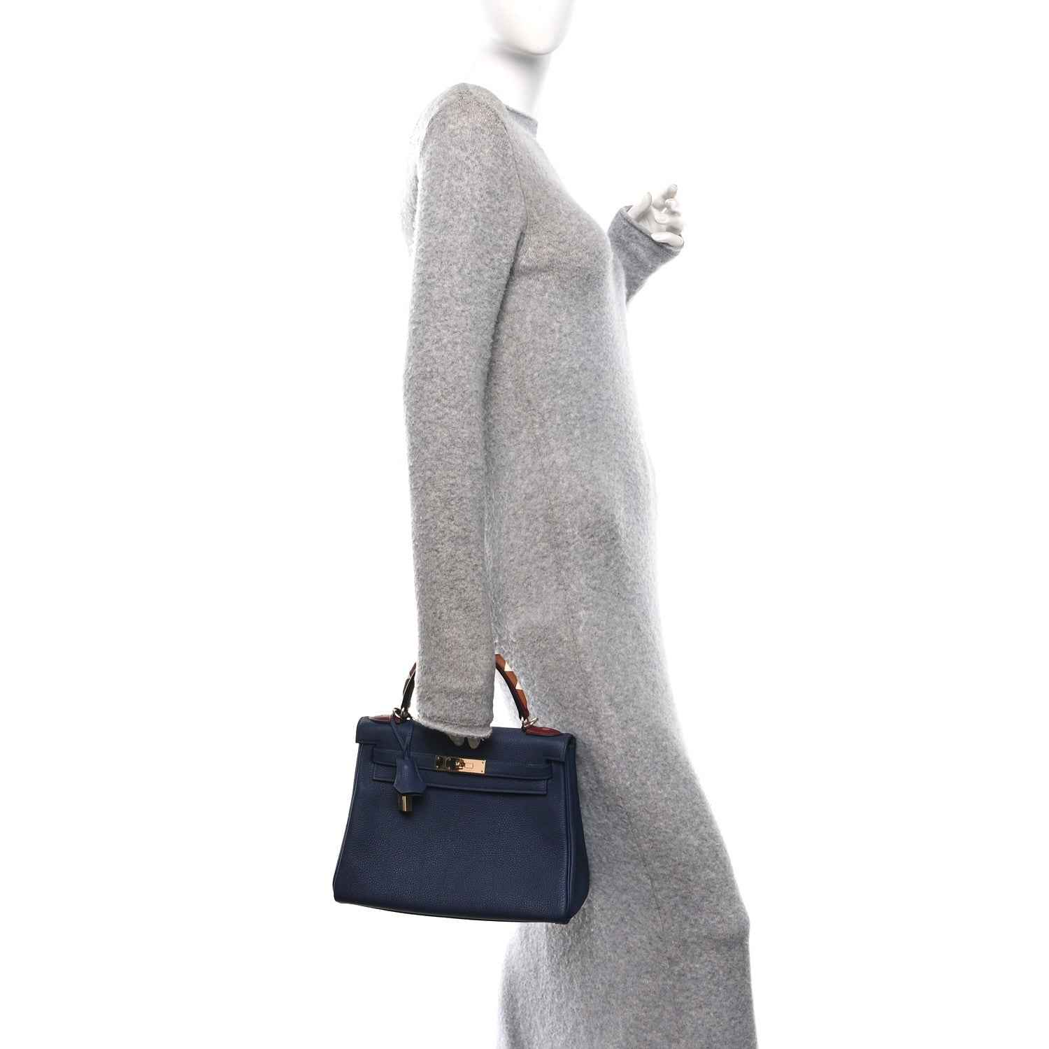 Hermes Togo Horseshoe Au Galop Kelly Retourne 28 Bleu Nuit Rouge H Fauve 2 of 11