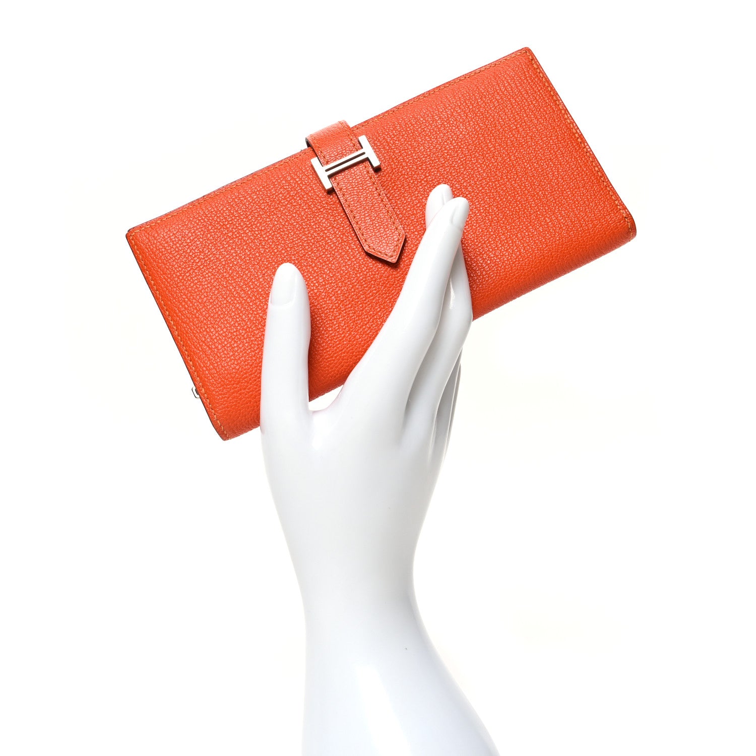 Hermes Chevre Mysore Bearn Gusset Wallet Feu 2 of 13