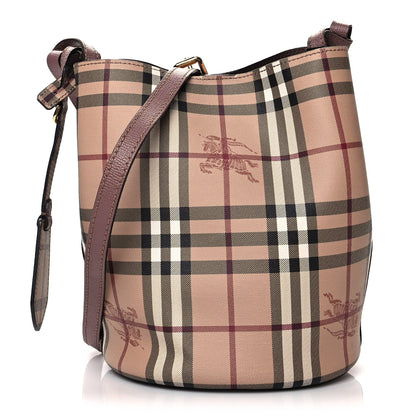 Burberry Haymarket Check Colours Small Lorne Bucket Crossbody Elderberry 1 of 8