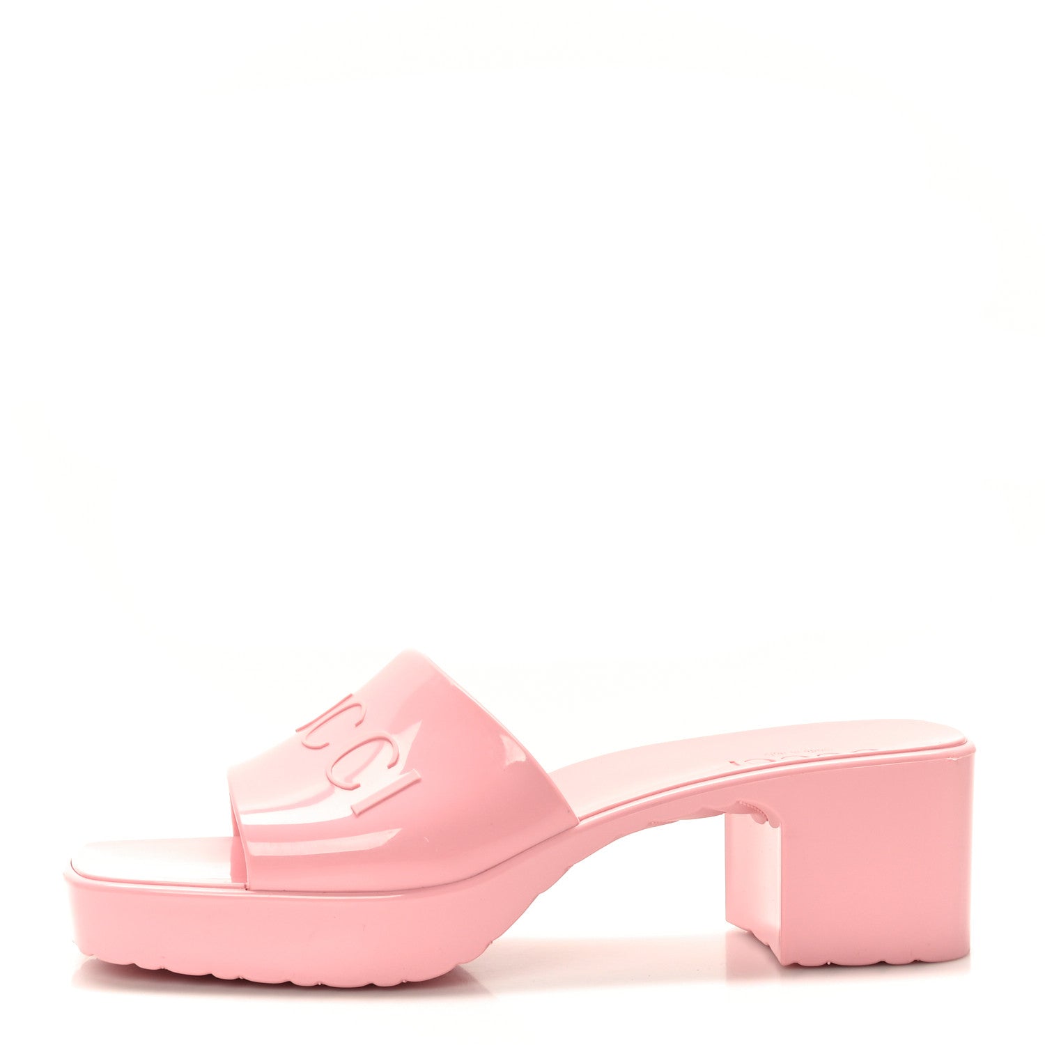 Gucci Rubber Gucci Logo Womens Platform 20/60mm Slide Sandals 38 Wild Rose 1 of 8