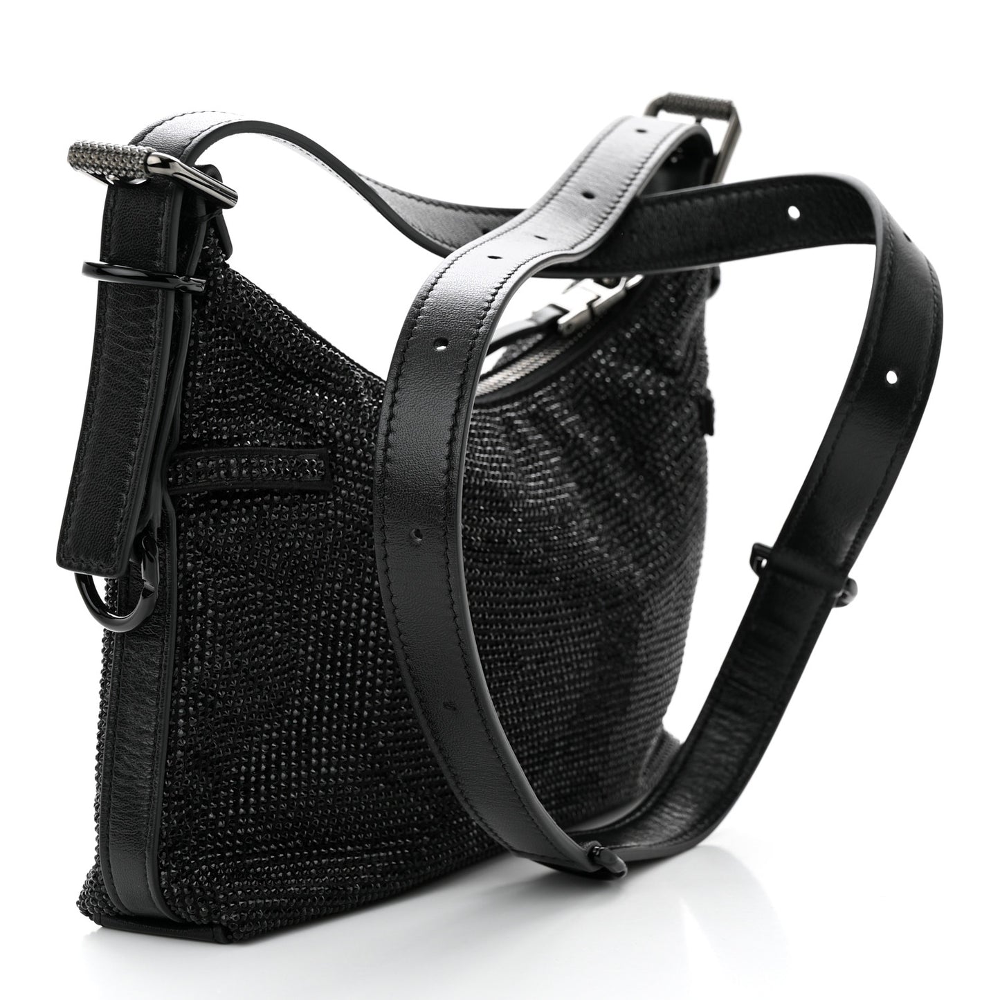 Satin Strass Mini Voyou Boyfriend Party Bag Black