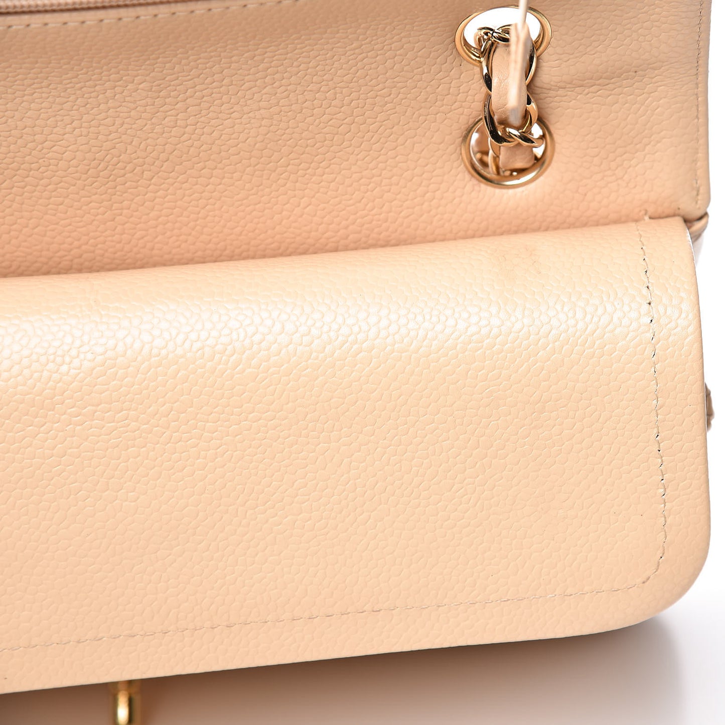 Caviar Quilted Medium Double Flap Beige Clair