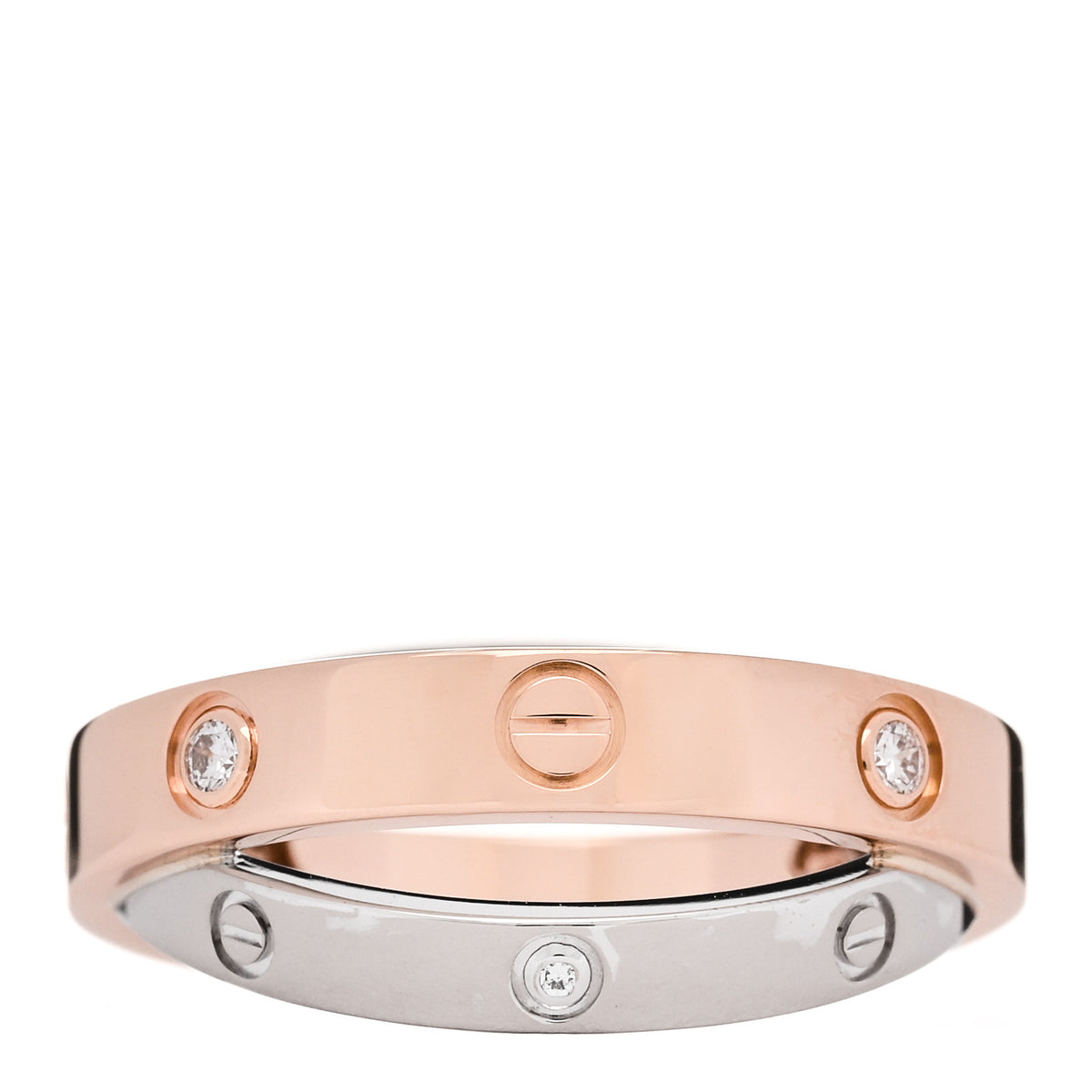 18K Pink White Gold 6 Diamonds LOVE Ring 49 5