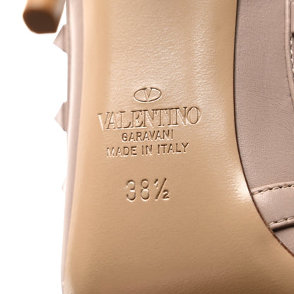 Valentino Garavani Calfskin Lacquered Monochrome Rockstud Ankle Strap 100mm Pumps 38.5 Poudre 9 of 9