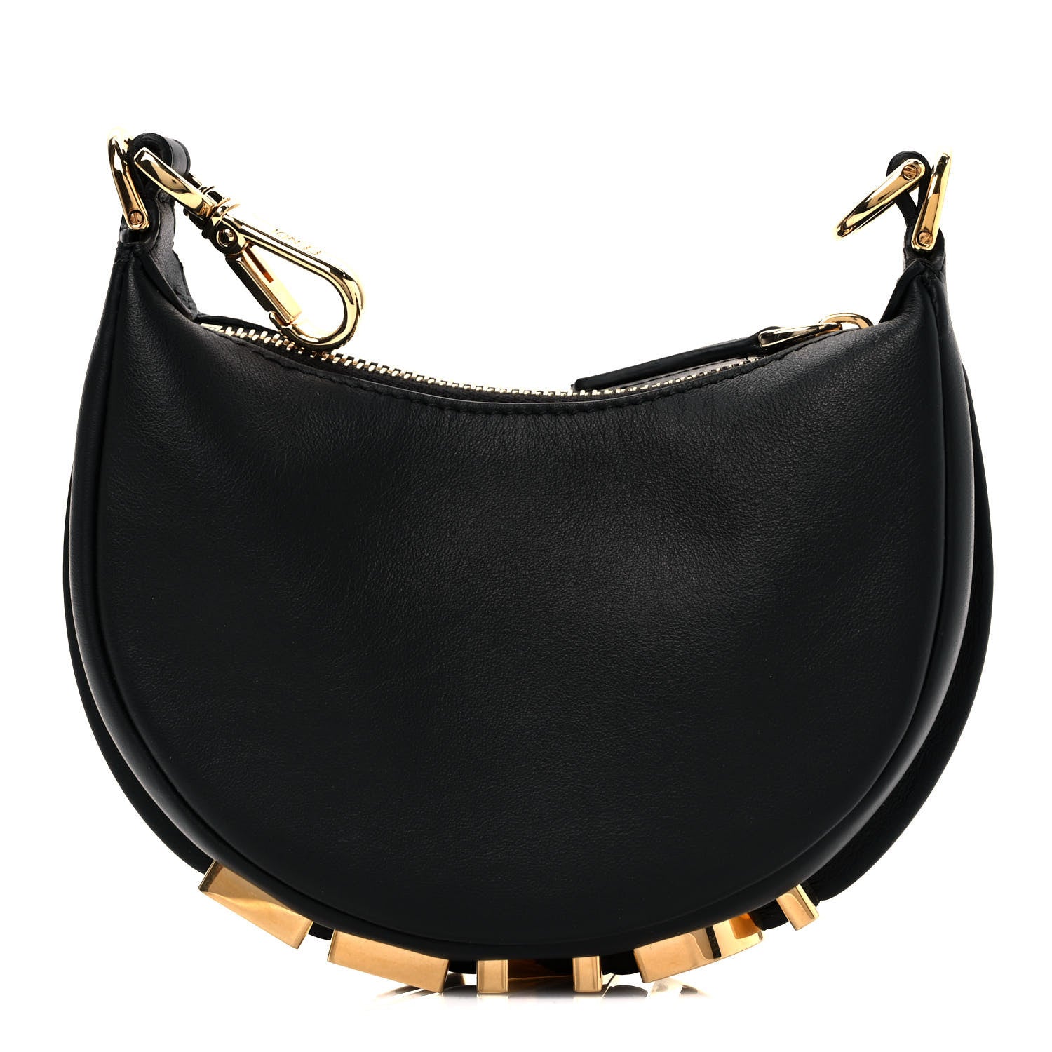 Fendi Vitello Grace Matte Nano Fendigraphy Hobo Charm Black 1 of 9