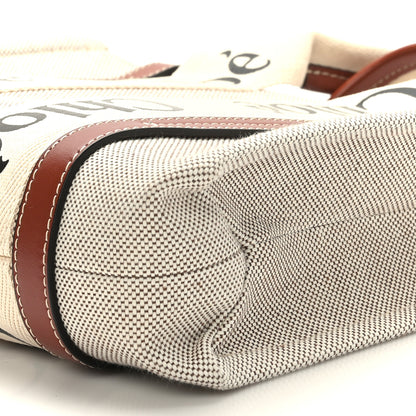 Chloe Cotton Calfskin Small Woody Ribbon Tote White Brown 8 of 8