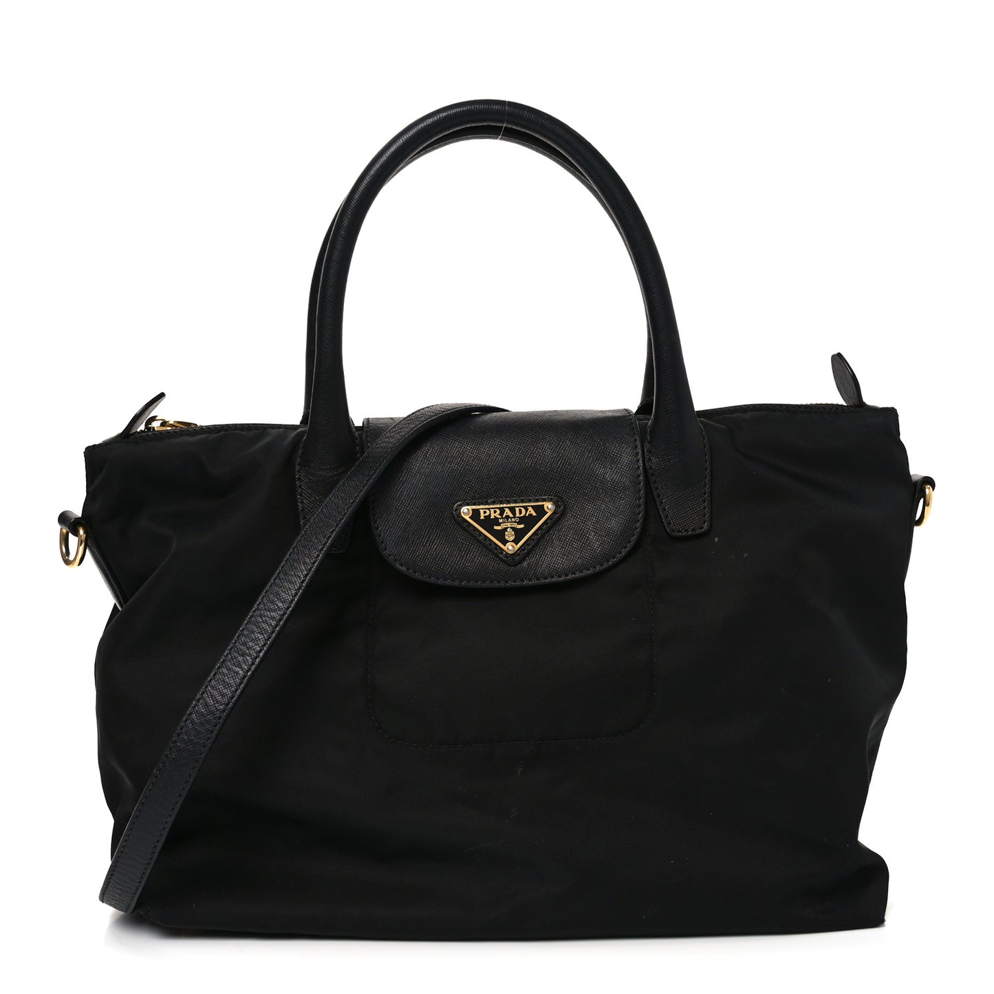 Tessuto Nylon Saffiano Shopping Tote Black