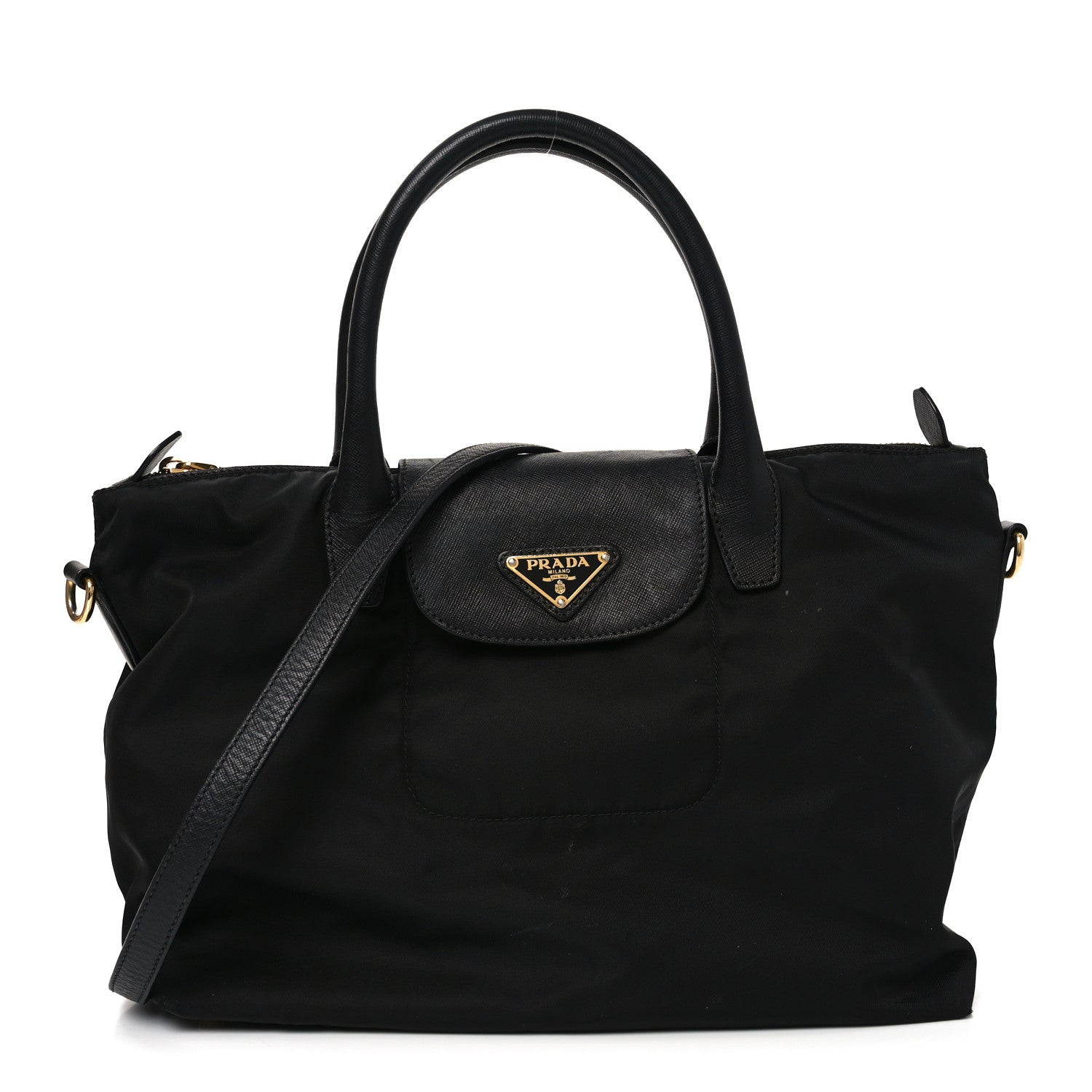 Prada Tessuto Nylon Saffiano Shopping Tote Black 1 of 9