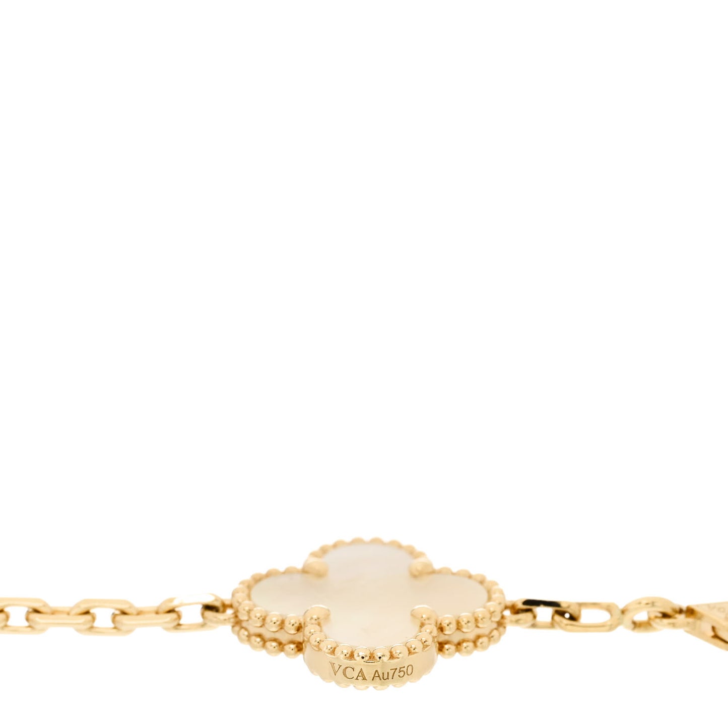 18K Yellow Gold Mother of Pearl 5 Motifs Vintage Alhambra Bracelet